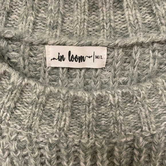 In Loom Gray Chunky Knit Balloon Sleeve Pullover Sweater M/L Cozy Chic Seasonal - Picture 4 of 8